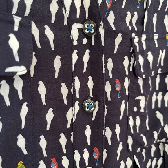 Anthropologie Maeve Wynwood Parrot BIrd Button Down Blouse Womens 0 - Picture 4 of 12